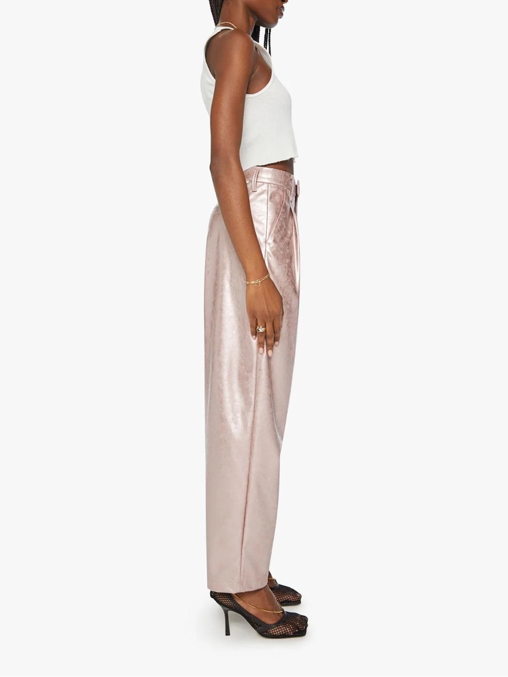 MOTHER PLEATED STARLET SNEAK PANTS IN PINKY SWEAR - Picture 5 of 11